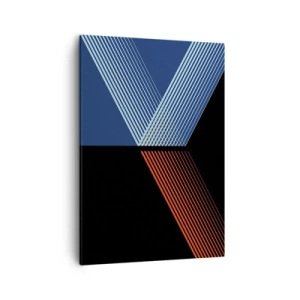 Cuadro sobre lienzo - Impresión de Imagen - Líneas geométricas en tonos rojos y azules. - 50x70cm - La rectitud - Decoración de pared moderna para salón y dormitorio ARTTOR