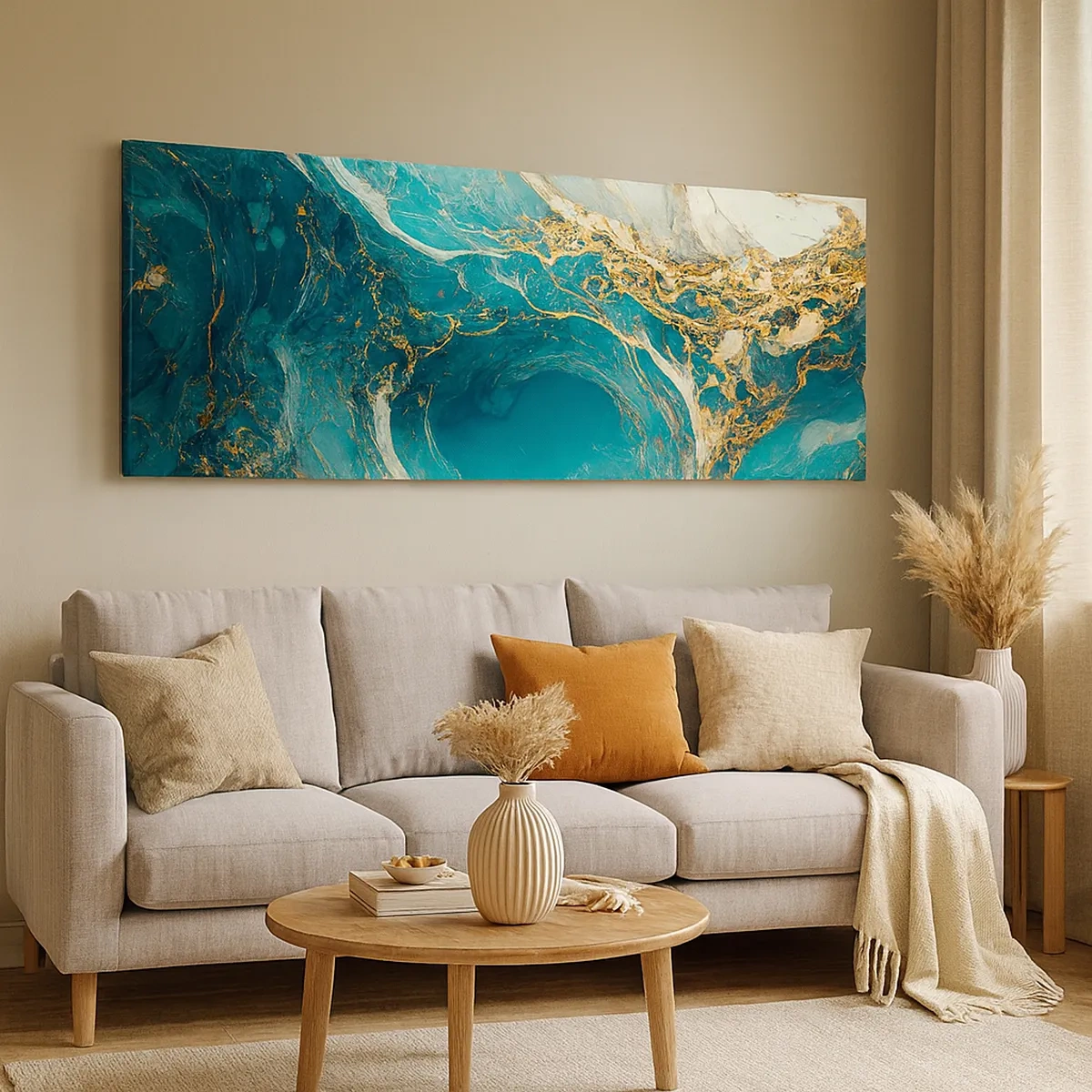 Cuadro sobre lienzo - Impresión de Imagen - Composición con vetas de oro - 30x30 cm