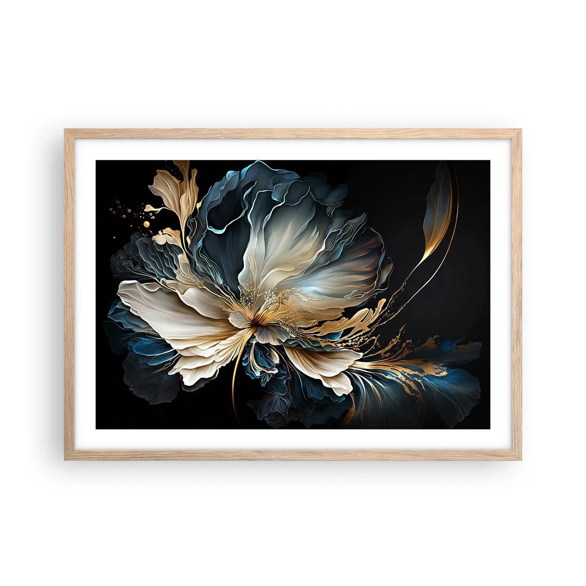 Póster en marco roble claro - Flor de helecho de cuento - 70x50 cm