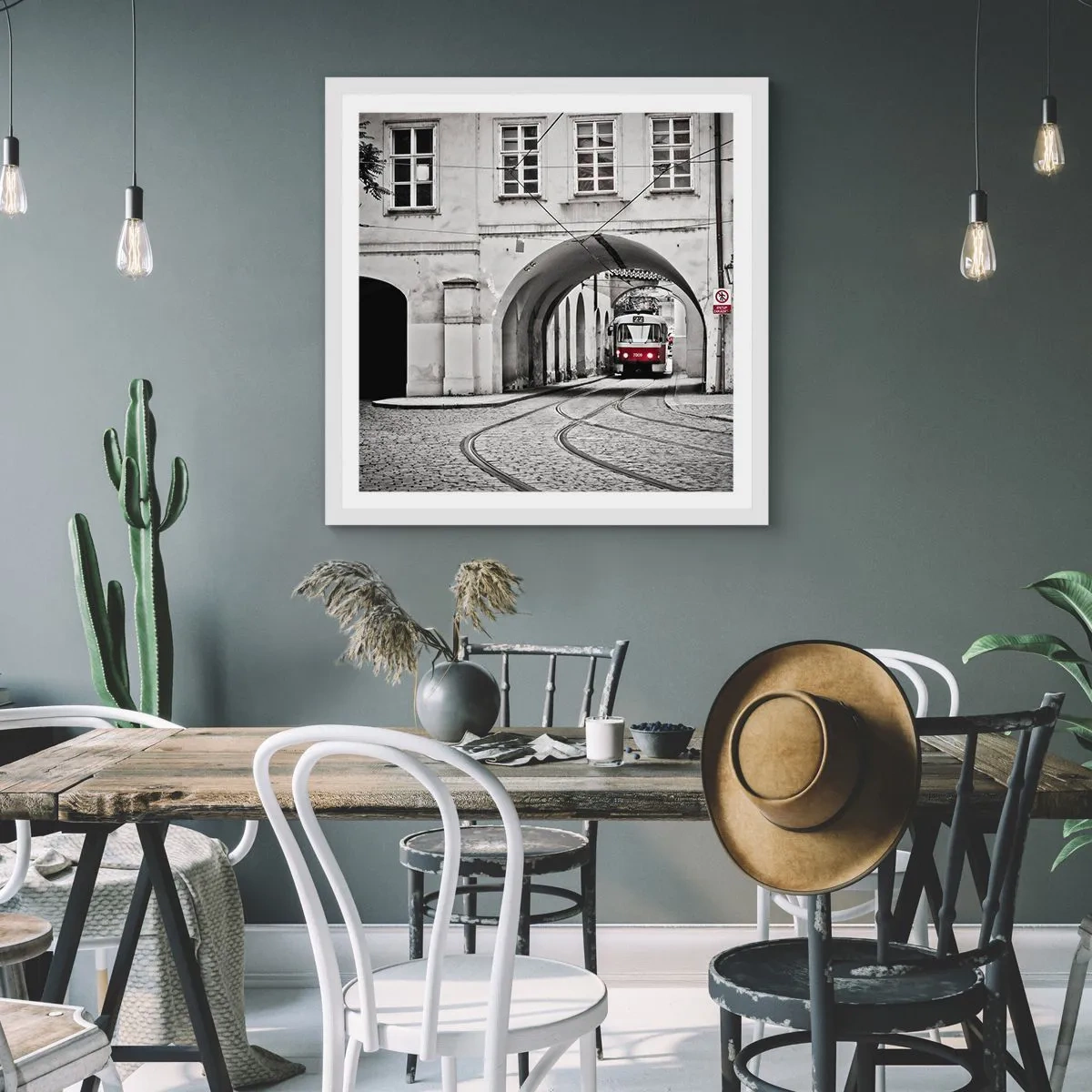 Póster en marco blanco - A través del laberinto urbano - 50x50 cm