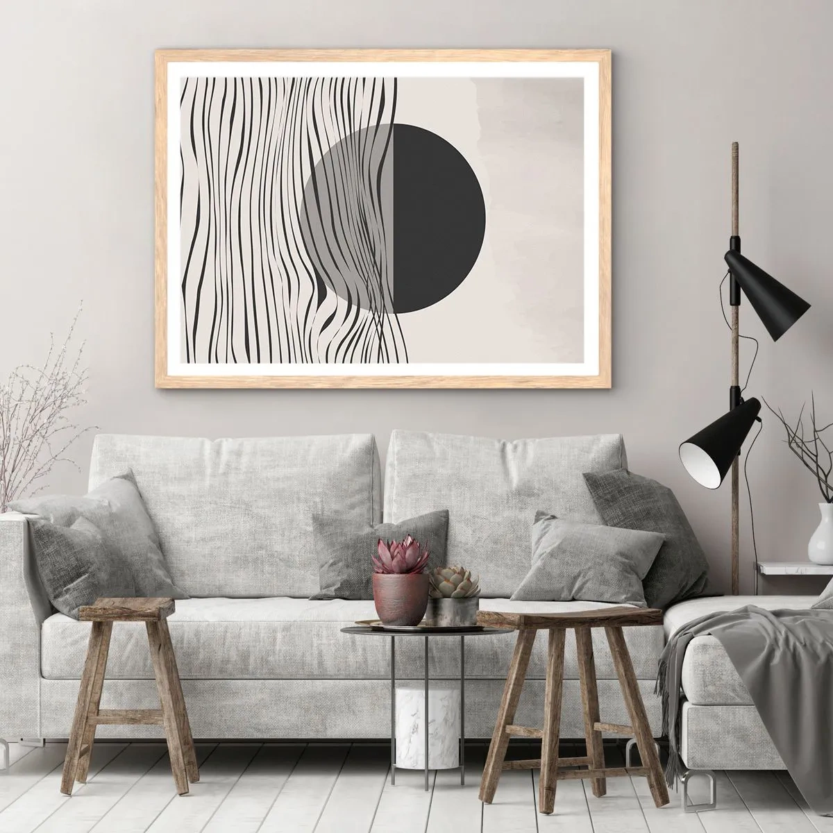 Póster en marco roble claro - Media composición - 91x61 cm