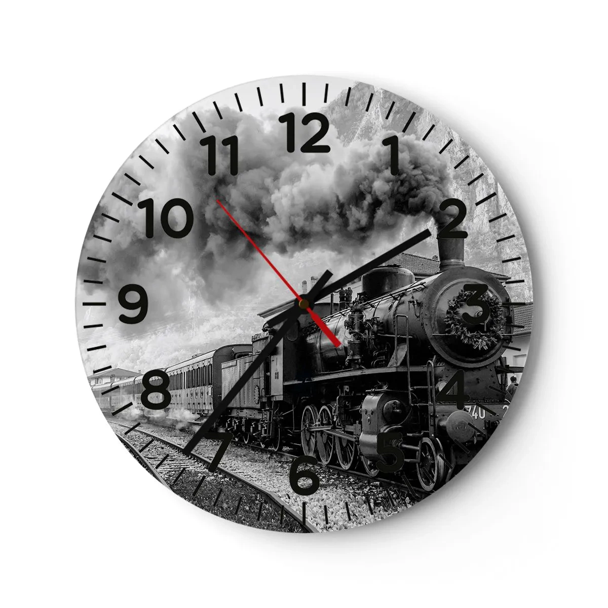 Reloj de pared - Reloj de vidrio - Rumbo a la estación... - 40x40 cm