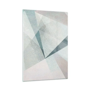 Cuadro sobre vidrio - Impresiones sobre Vidrio - Formas geométricas en tonos pastel de verde y azul. - 50x70cm - Tranquilo pero dinámico - Decoración de pared moderna para salón y dormitorio ARTTOR