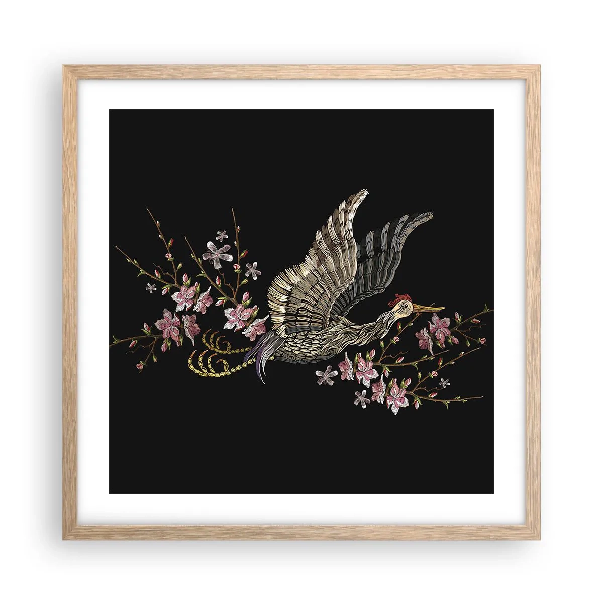 Póster en marco roble claro - Ave florida - 50x50 cm