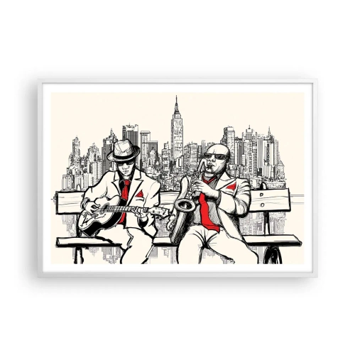 Póster en marco blanco - Improvisación en Nueva York - 100x70 cm