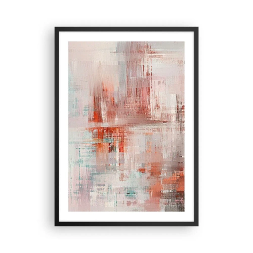 Póster en marco negro - Composición abstracta en tonos rojos y azules. - 50x70cm - Niebla rosa - Decoración de pared moderna para salón y dormitorio ARTTOR