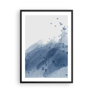 Póster en marco negro - Ondas de acuarela en tonos azules - 50x70cm - Tul azul - Decoración de pared moderna para salón y dormitorio ARTTOR