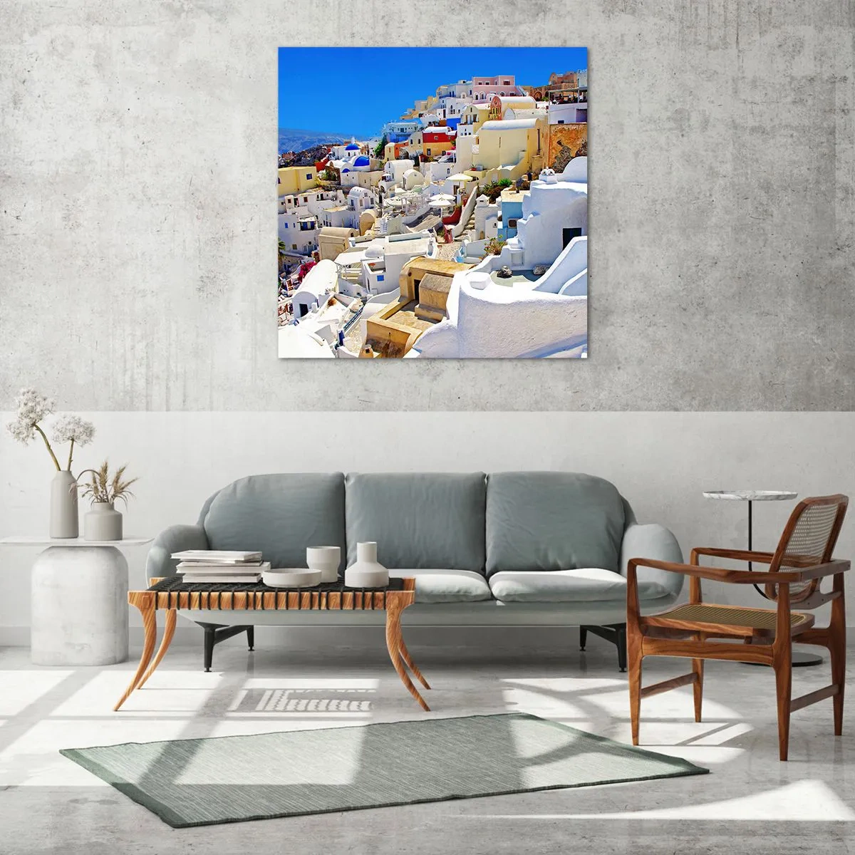 Cuadro sobre vidrio - Impresiones sobre Vidrio - Sueño de un verano griego - 70x70 cm