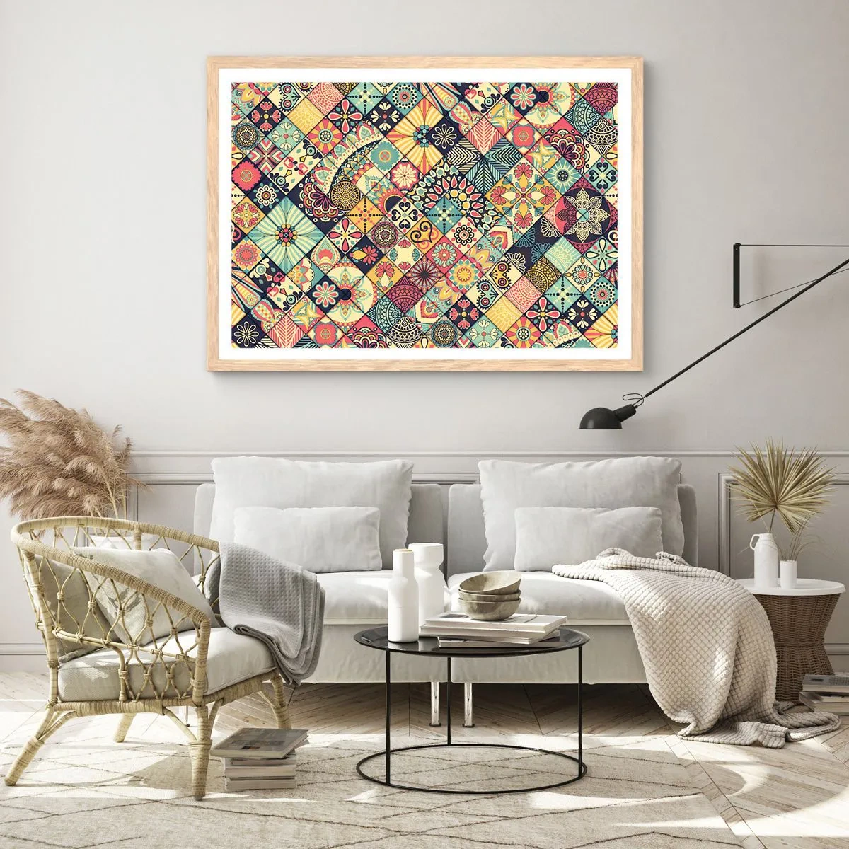 Póster en marco roble claro - Clima marroquí - 100x70 cm