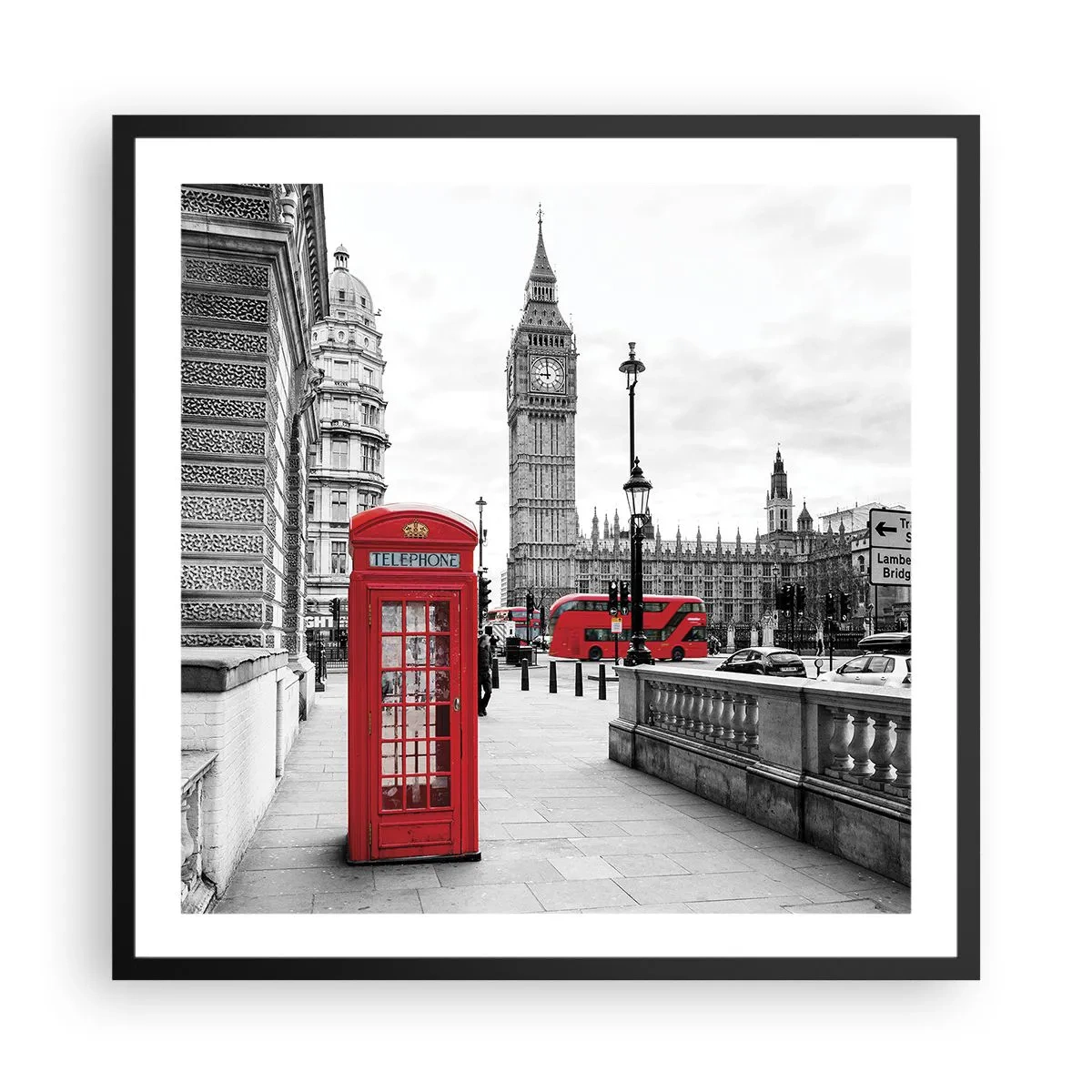Póster en marco negro - Sin duda, Londres - 60x60 cm