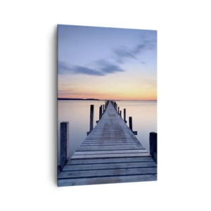 Cuadro sobre lienzo - Impresión de Imagen - Muelle de madera en el lago al atardecer - 70x100cm - La calma de un crepúsculo sereno - Decoración de pared moderna para salón y dormitorio ARTTOR