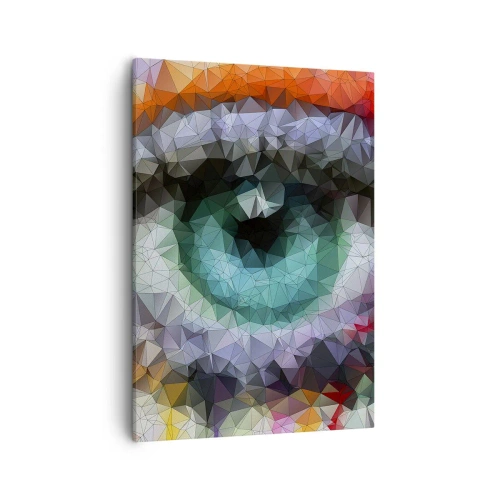 Cuadro sobre lienzo - Impresión de Imagen - Look geométrico con ojo verde - 50x70cm - El brillo cristalino de los ojos - Decoración de pared moderna para salón y dormitorio ARTTOR