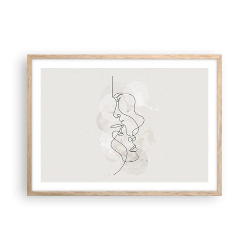 Póster en marco roble claro - En un abrazo - 70x50 cm