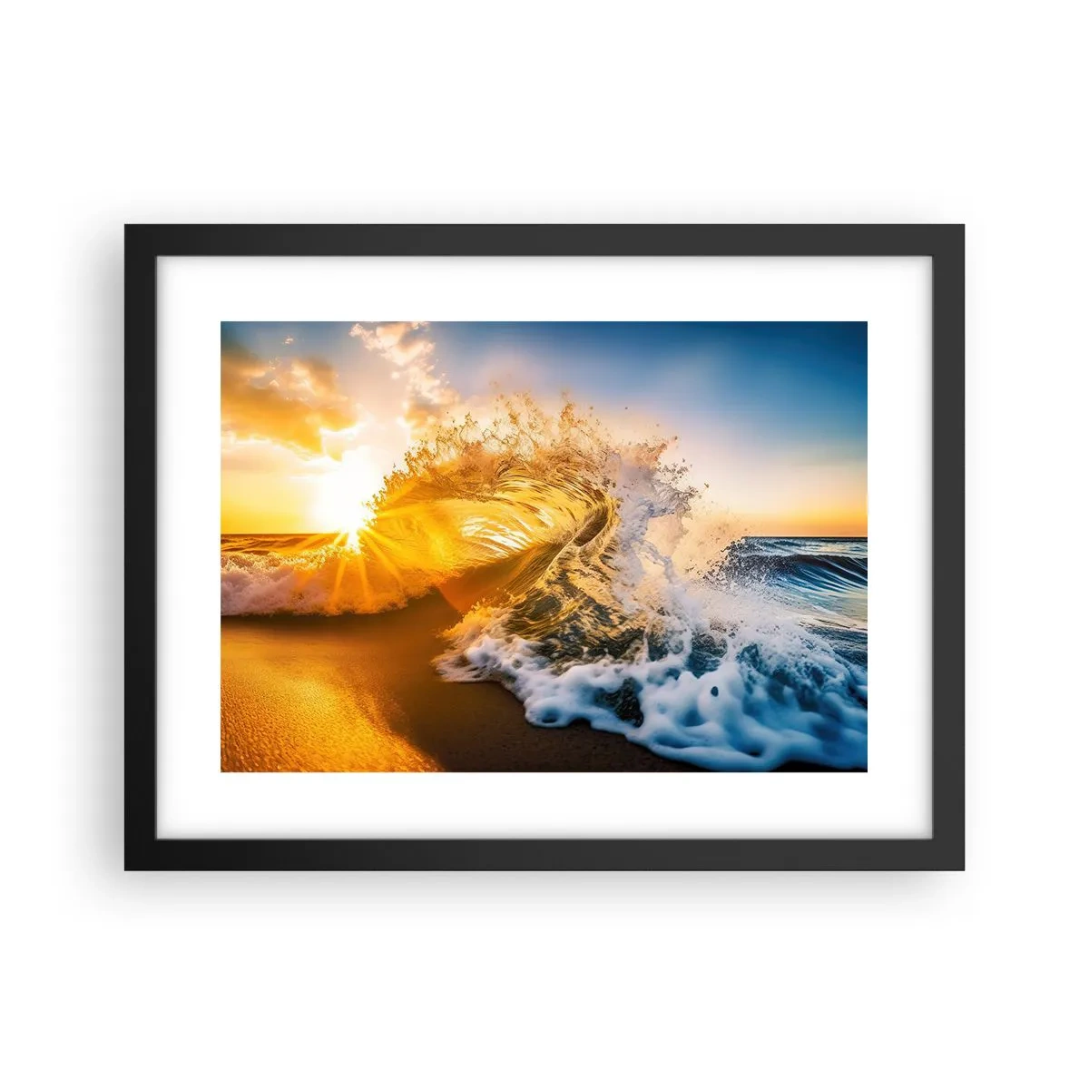 Póster en marco negro - Jugando en la arena - 40x30 cm