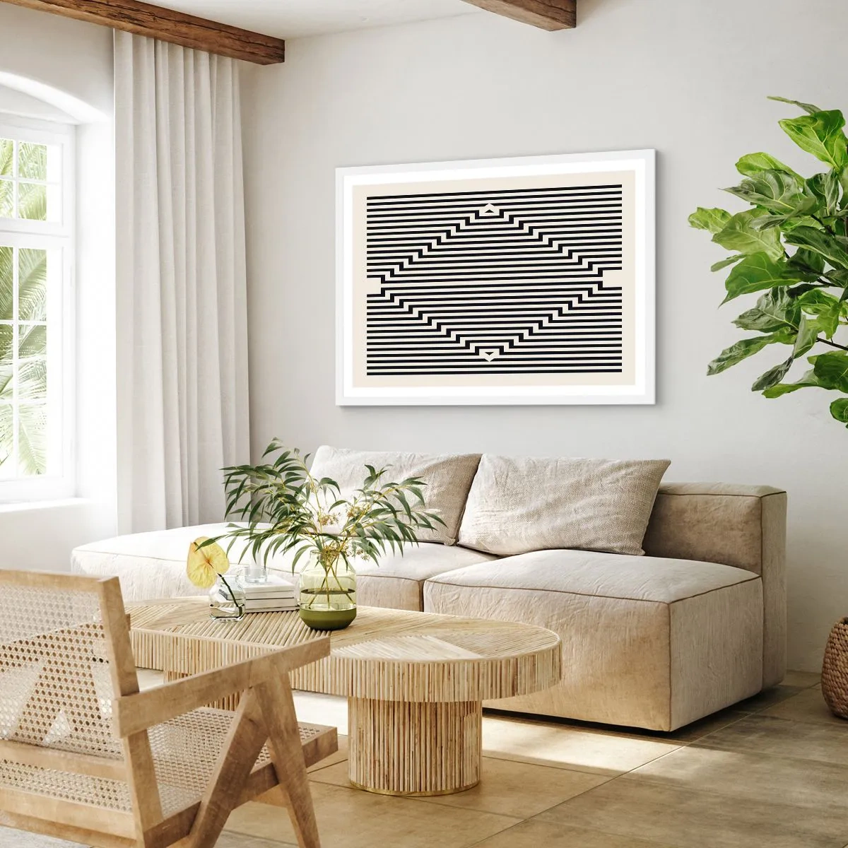 Póster en marco blanco - Ilusión geométrica - 91x61 cm