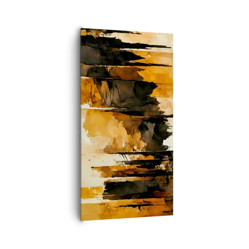 Cuadro sobre lienzo - Impresión de Imagen - Armonía de negro y oro - 65x120 cm