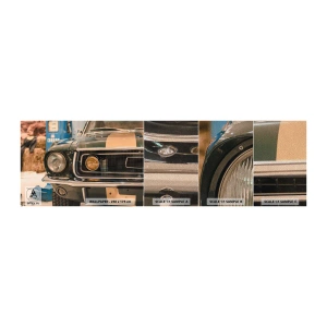 Muestra de fotomural Premium Sand - Encuentro con una leyenda - Auto, Automotor, Vieja escuela - 100x30 cm