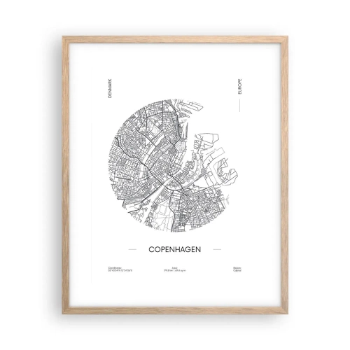 Póster en marco roble claro - Anatomía de Copenhague - 40x50 cm