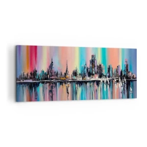 Cuadro sobre lienzo - Impresión de Imagen - Flota con la luz de la noche - 100x40 cm