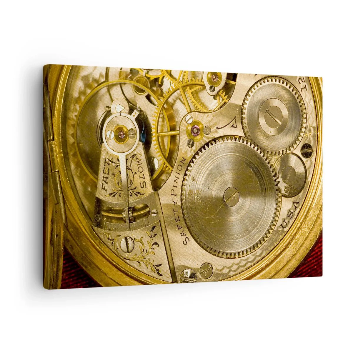 Cuadro sobre lienzo - Impresión de Imagen - Mecanismo de reloj con engranajes y detalles visibles. - 70x50cm - Siga el ritmo de los tiempos - Decoración de pared moderna para salón y dormitorio ARTTOR