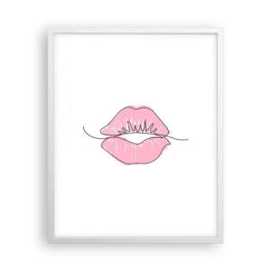 Póster en marco blanco - ¿Listo para un beso? - 40x50 cm