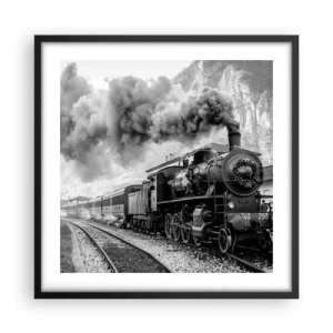Póster en marco negro - Rumbo a la estación... - 50x50 cm