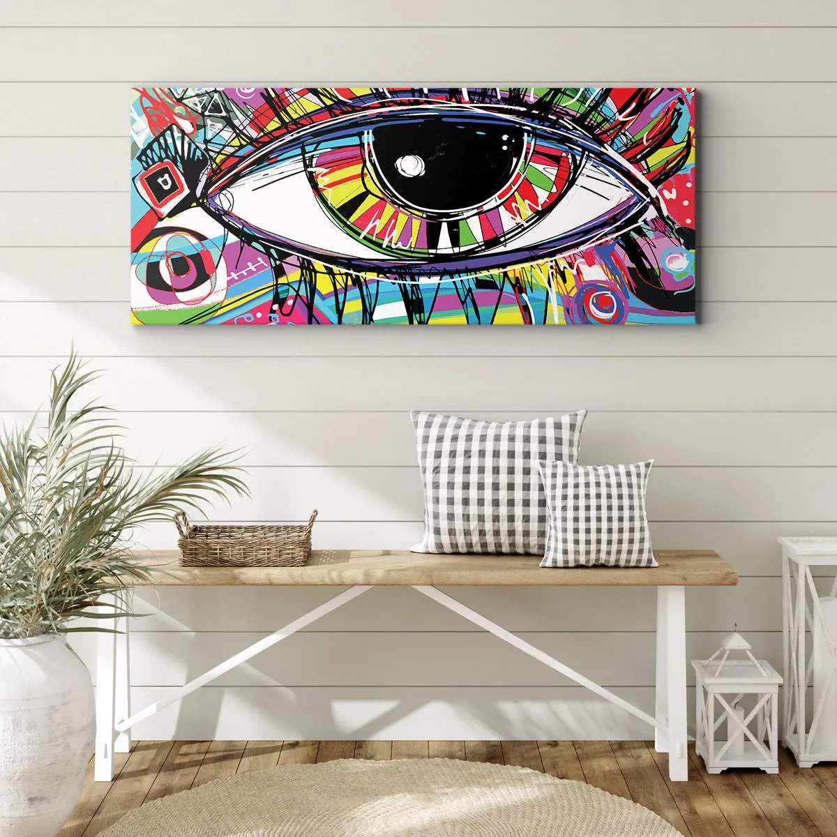 Cuadro sobre lienzo - Impresión de Imagen - Un ojo colorido - un alma colorida - 90x30 cm