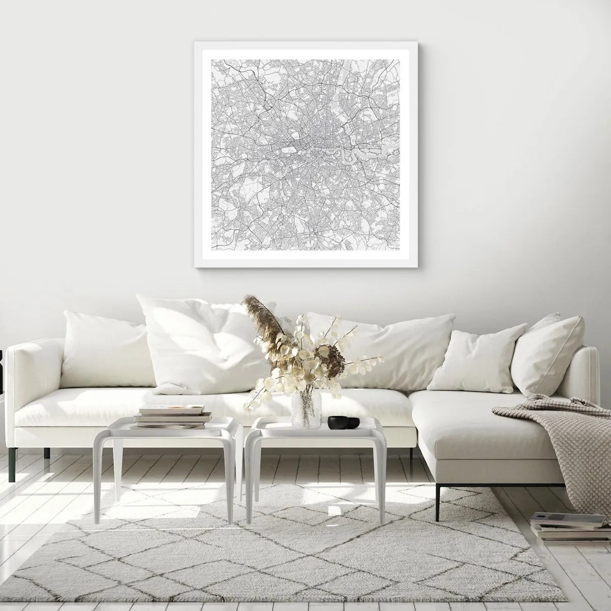 Póster en marco blanco - Un mapa del laberinto de Londres - 60x60 cm
