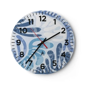 Reloj de pared - Reloj de vidrio - Helechos azules - 30x30 cm