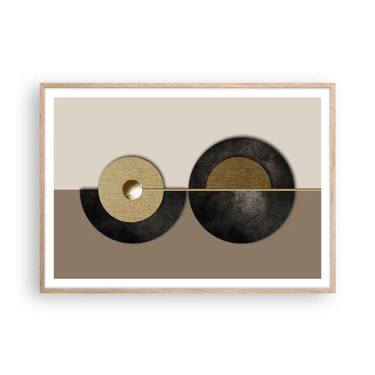 Póster en marco roble claro - Variaciones en torno a un círculo - 100x70 cm