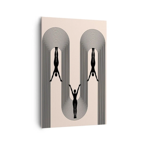 Cuadro sobre lienzo - Impresión de Imagen - Siluetas geométricas sobre un fondo beige - 80x120cm - Al revés, o no - Decoración de pared moderna para salón y dormitorio ARTTOR