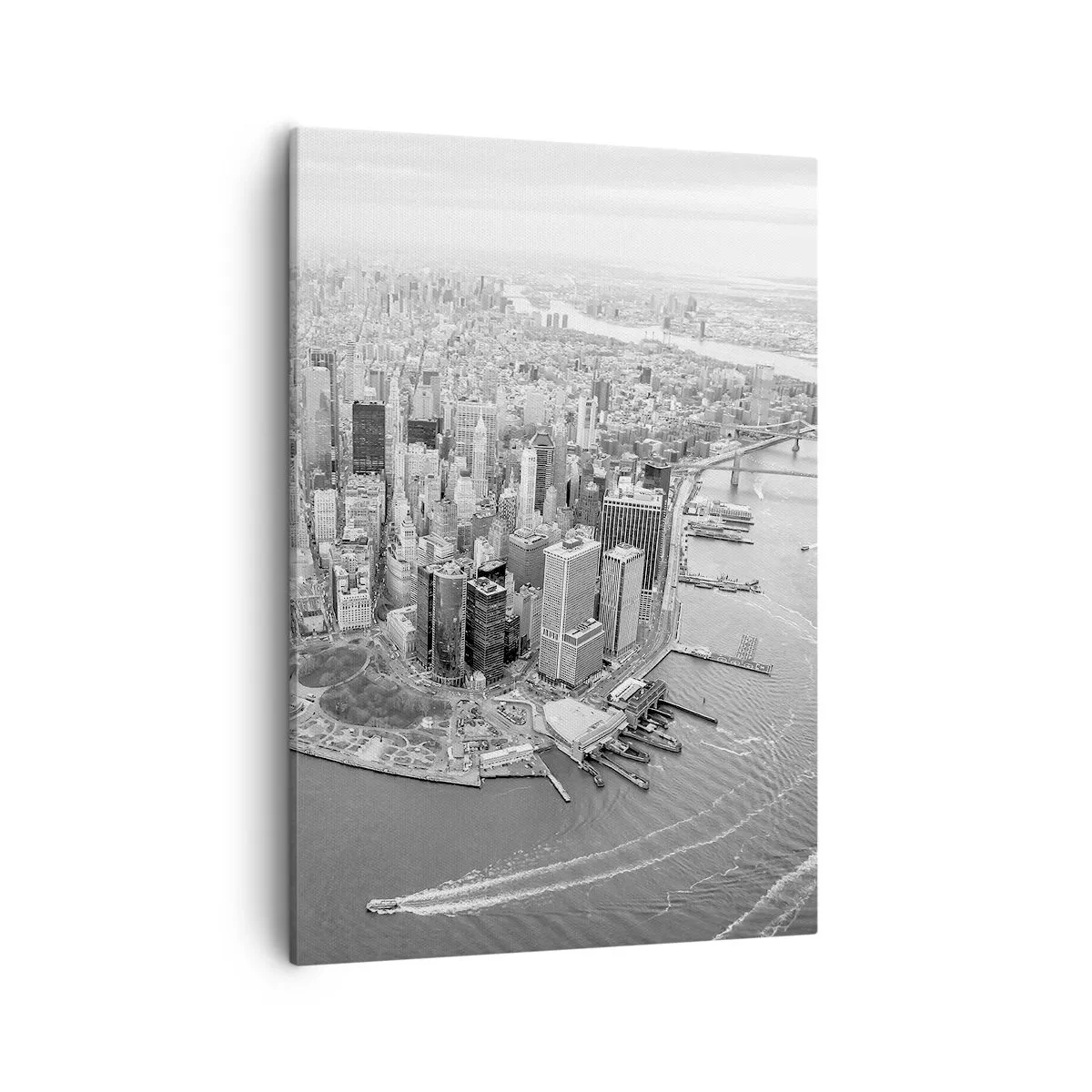 Cuadro sobre lienzo - Impresión de Imagen - Vista aérea de Manhattan en blanco y negro - 50x70cm - ¿Cómo no amar este lugar? - Decoración de pared moderna para salón y dormitorio ARTTOR