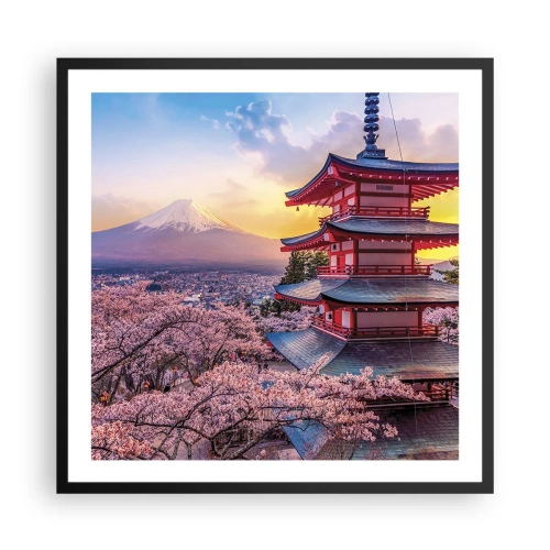 Póster en marco negro - La esencia del espíritu japonés - 60x60 cm