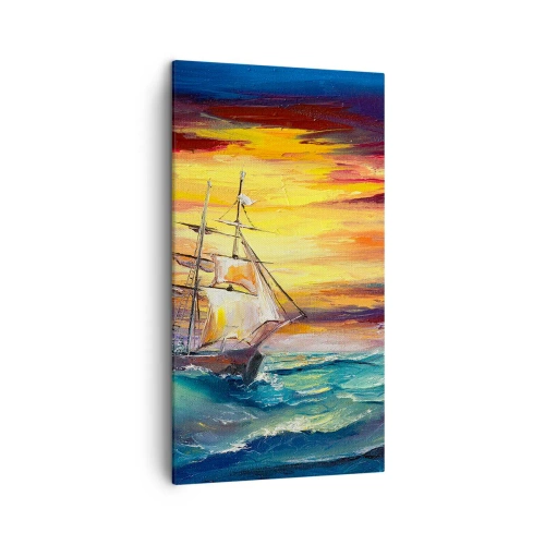 Cuadro sobre lienzo - Impresión de Imagen - Valientemente surcando las olas - 45x80 cm