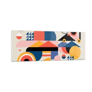 Cuadro sobre vidrio - Impresiones sobre Vidrio - Formas geométricas coloridas en estilo retro - 140x50cm - Composición: juegos - Decoración de pared moderna para salón y dormitorio ARTTOR