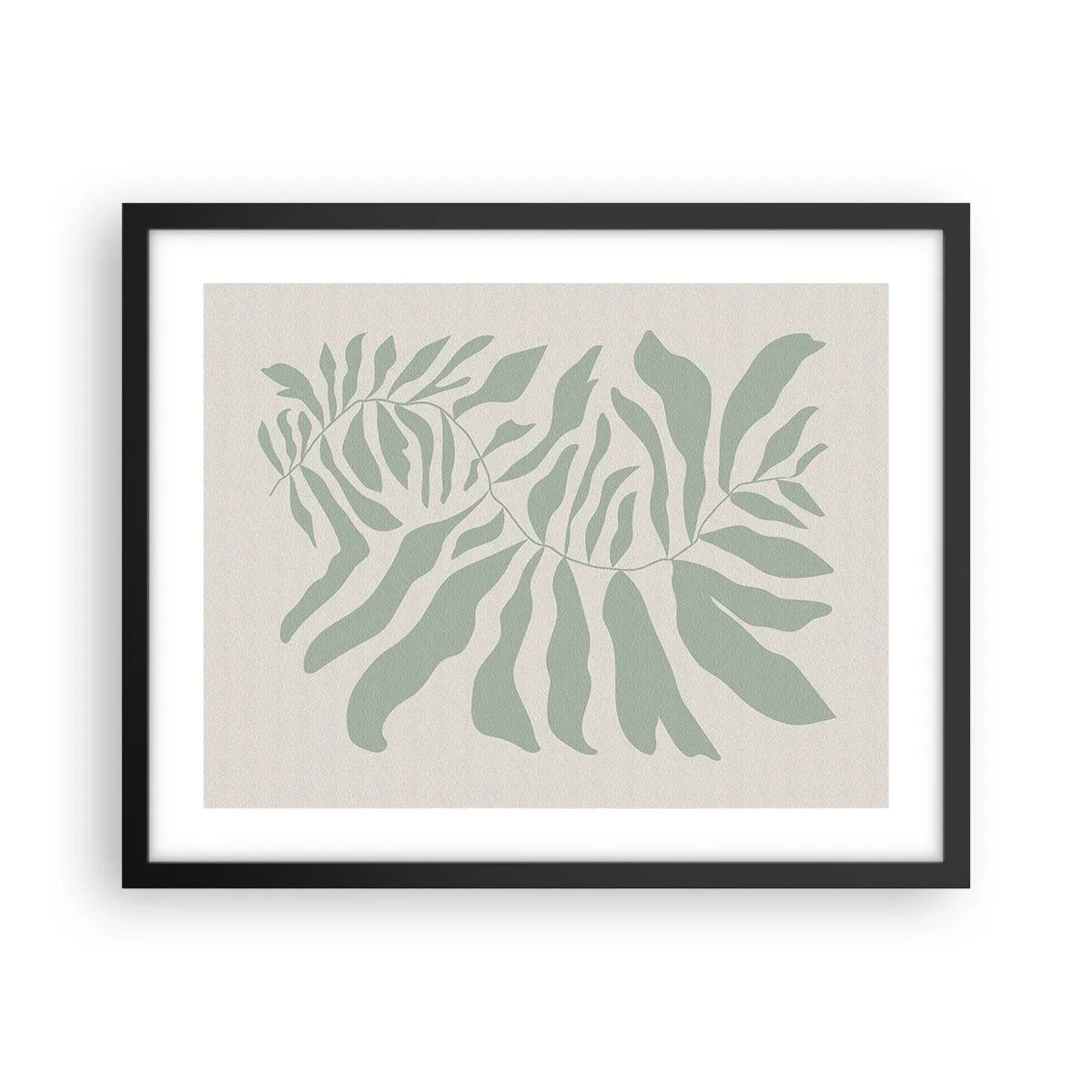 Póster en marco negro - Rama esmeralda - 50x40 cm