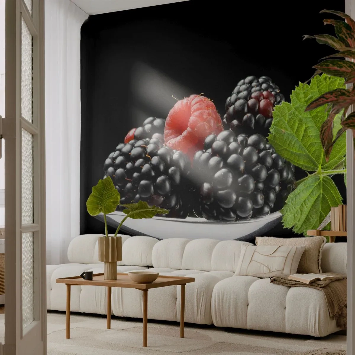 Fotomural Premium Canvas - El sabor de la frescura - Fruta, Mora, Frambuesa - 250x175 cm