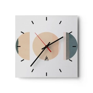 Reloj de pared - Reloj de vidrio - Formas geométricas abstractas en colores pastel - 30x30cm - Círculo tras círculo - Decoración de pared moderna para salón y dormitorio ARTTOR