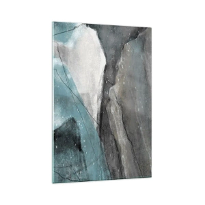 Cuadro sobre vidrio - Impresiones sobre Vidrio - Composición abstracta en tonos grises y azules. - 80x120cm - Abstracción: rocas y hielo - Decoración de pared moderna para salón y dormitorio ARTTOR