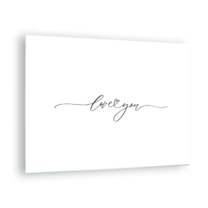 Cuadro sobre vidrio - Impresiones sobre Vidrio - Inscripción minimalista "Te amo" sobre fondo blanco. - 70x50cm - Negro sobre blanco - Decoración de pared moderna para salón y dormitorio ARTTOR