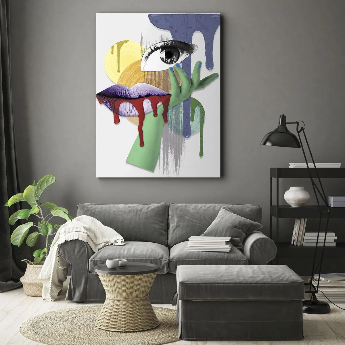 Cuadro sobre lienzo - Impresión de Imagen - Retrato deconstruido con elementos abstractos - 50x70cm - Un retrato deconstruido - Decoración de pared moderna para salón y dormitorio ARTTOR