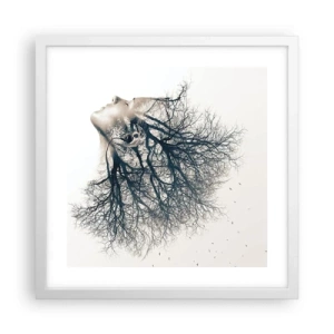 Póster en marco blanco - Escuchando el susurro de un árbol - 40x40 cm