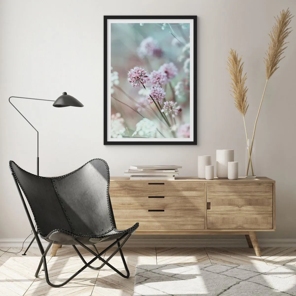 Póster en marco negro - Dulces filigranas de hierbas - 40x50 cm