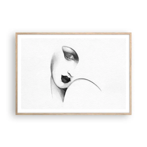 Póster en marco roble claro - Pensativa - 100x70 cm