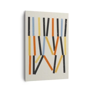 Cuadro sobre lienzo - Impresión de Imagen - Composición abstracta con rectángulos de colores y negros en disposición horizontal. - 70x100cm - Composición horizontal - Decoración de pared moderna para salón y dormitorio ARTTOR