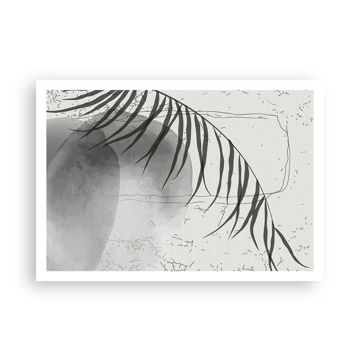 Póster - Un delicado motivo de hojas de palma sobre un fondo claro en estilo escandinavo. - 100x70cm - El sutil exotismo de la naturaleza - Decoración de pared moderna para salón y dormitorio ARTTOR