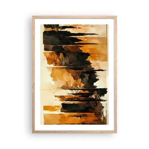 Póster en marco roble claro - Armonía de negro y oro - 50x70 cm