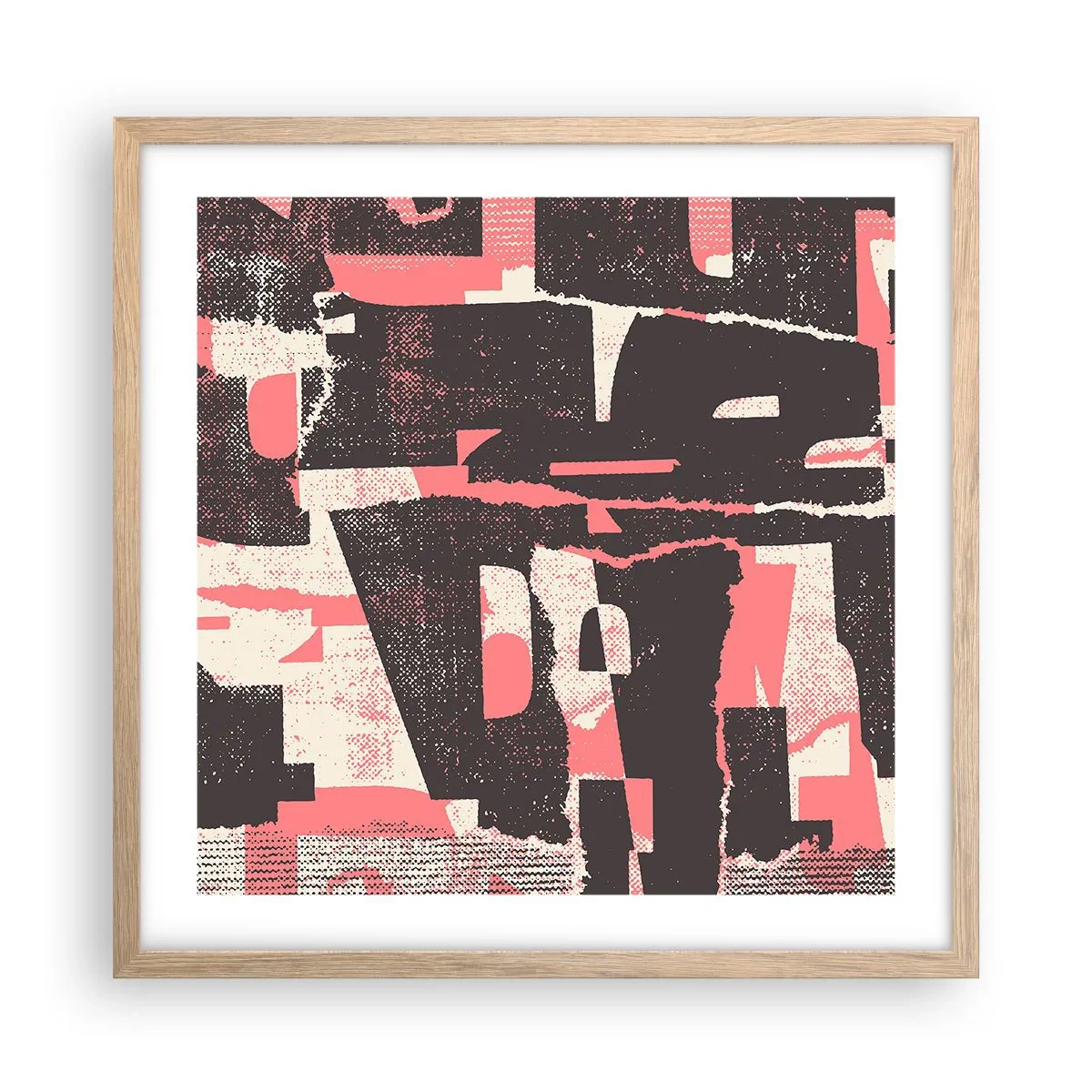 Póster en marco roble claro - Todo el ajetreo - 50x50 cm