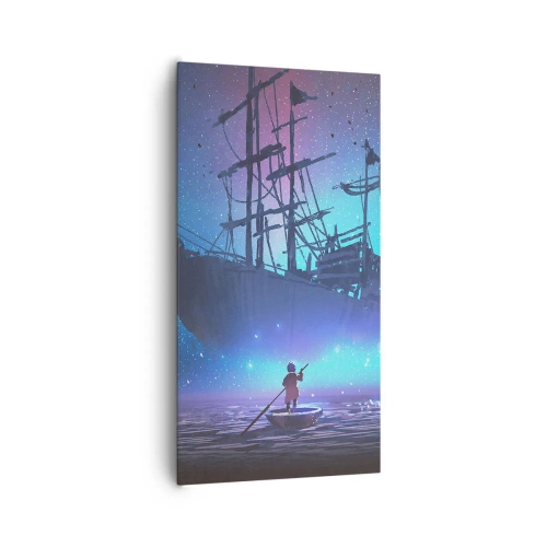 Cuadro sobre lienzo - Impresión de Imagen - El encuentro con el mito del mar - 65x120 cm