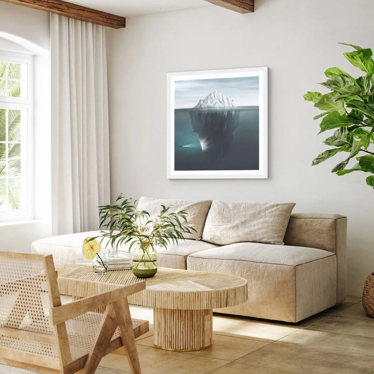 Póster en marco blanco - Misterio submarino - 30x30 cm